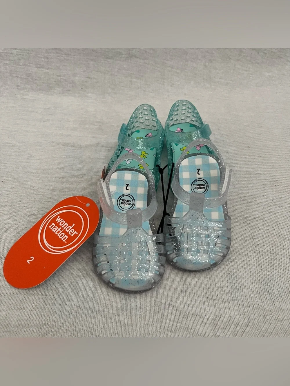 Wonder Nation Kids Glitter Jelly Sandals - Blue and Clear Two Pack